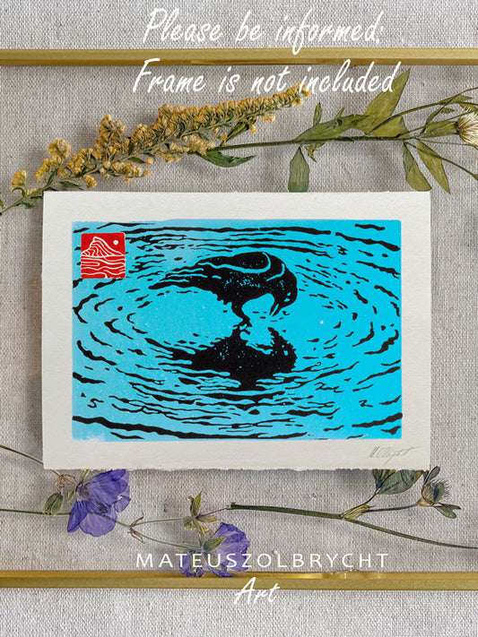 Crow in water - Blue