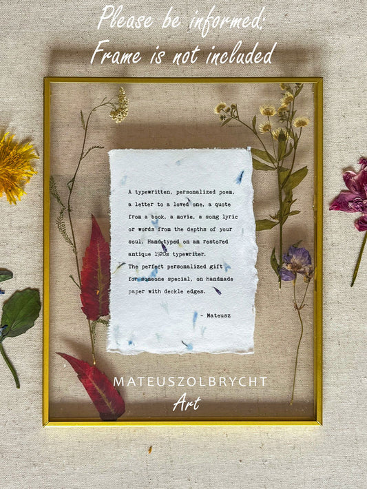 Custom Poem on Cornflower paper