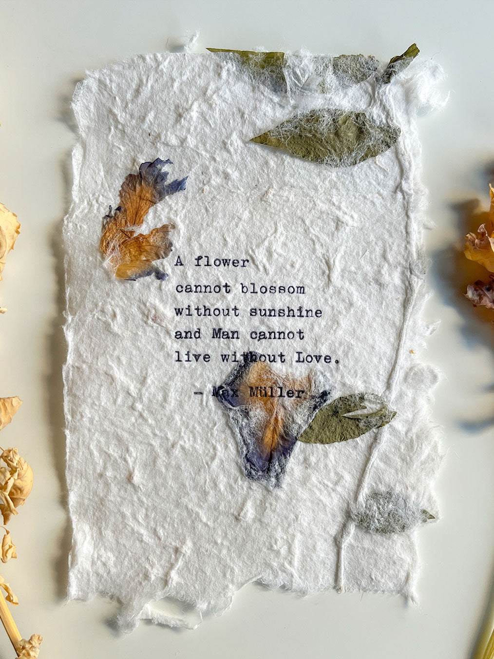 Personalized Poem on pressed flowers paper
