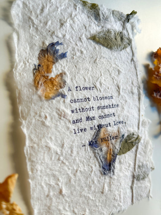 Personalized Poem on pressed flowers paper