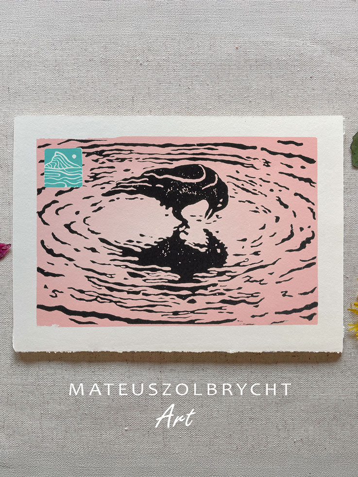 White Crow in water - Pink