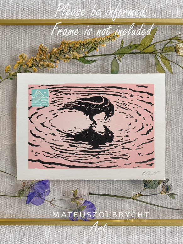 White Crow in water - Pink