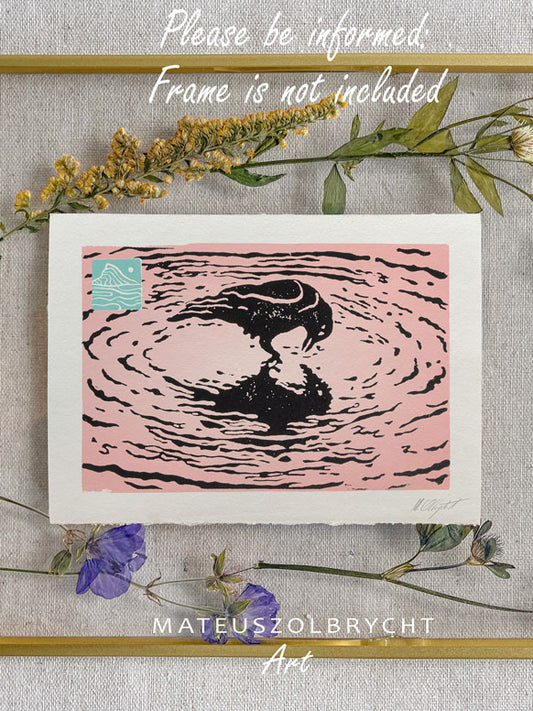 White Crow in water - Pink