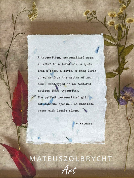 Custom Poem on Cornflower paper