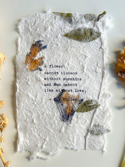 Personalized Poem on pressed flowers paper