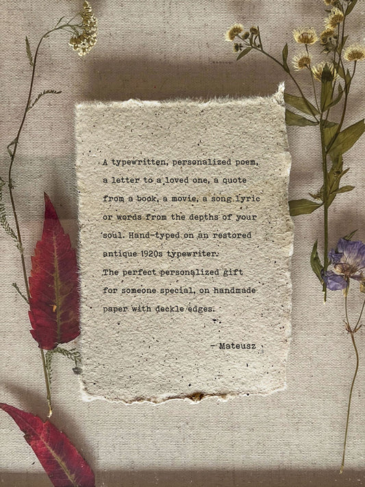 Custom Poem on coffee grounds paper